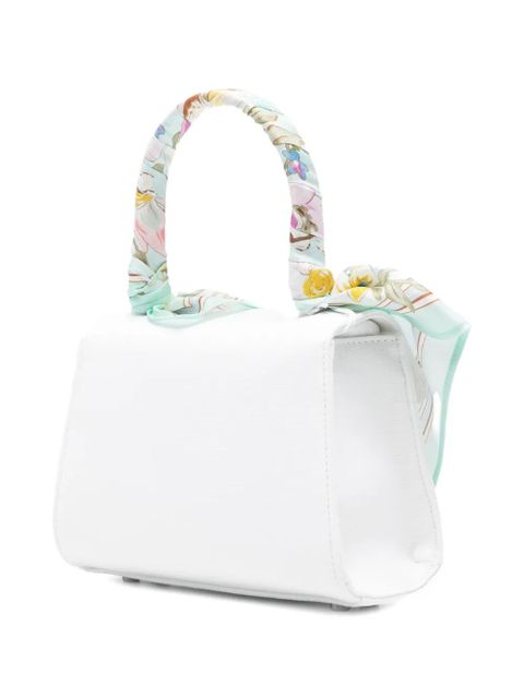 Self-Portrait floral top handle mini bag - White