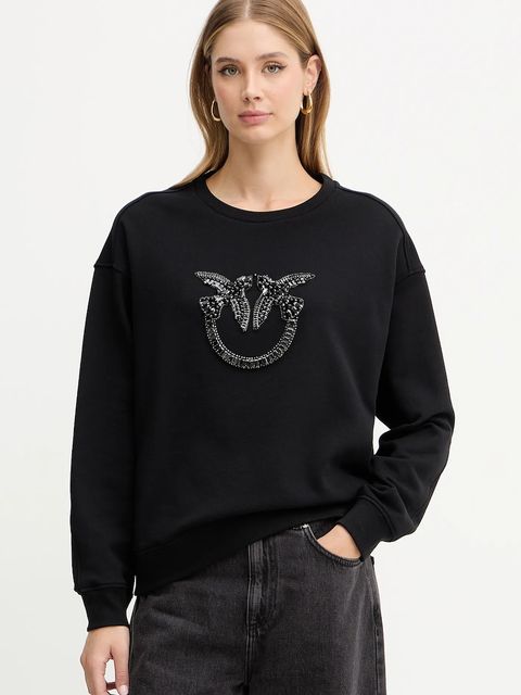 Pinko bluza bawełniana damska kolor czarny z aplikacją 100534 A2RO - zdjęcie produktu nr 1