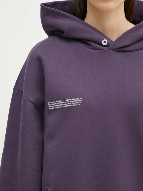 Pangaia bluza bawełniana kolor fioletowy z kapturem z nadrukiem 10001740