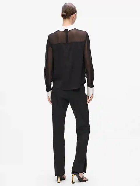 Karl Lagerfeld bluzka damska kolor czarny gładka A4W11008