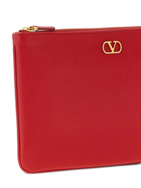 Valentino Garavani Llogo Signature leather clutch bag - Red