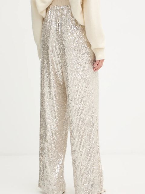 BOSS Orange spodnie damskie kolor beżowy szerokie high waist 50548327