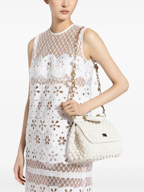Dolce & Gabbana embroidered mesh minidress - White
