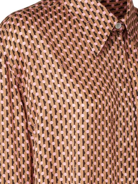 FENDI dots-jacquard silk shirt - Brown