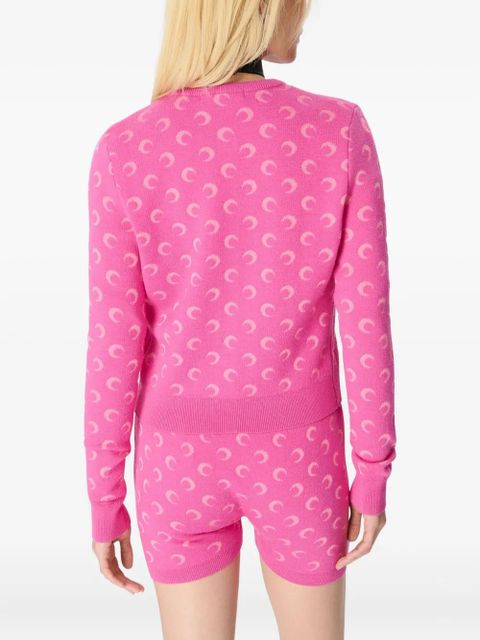 Marine Serre moon jacquard knit cardigan - Pink