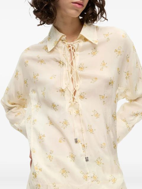 GANNI floral-print blouse - Neutrals
