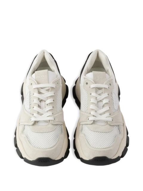 Prada mesh fabric and suede sneakers - Neutrals