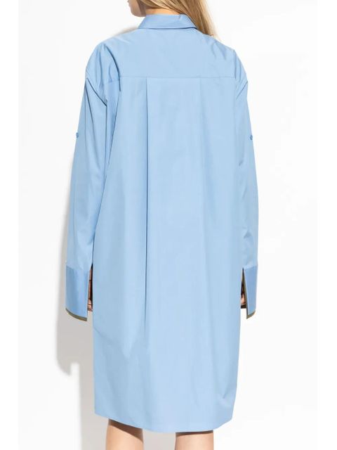 LOEWE logo-embroidered cotton shirt dress - Blue