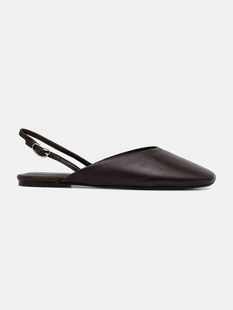Calvin Klein baleriny skórzane OBLIQUE BALLERINA SLINGBACK LTH kolor bordowy z odkrytą piętą HW0HW02852 - zdjęcie produktu nr 2