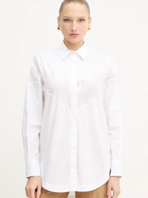 BOSS Orange koszula bawełniana damska kolor biały relaxed z kołnierzykiem klasycznym 50548385 - zdjęcie produktu nr 1
