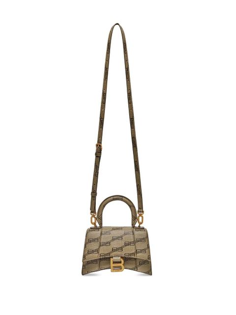 Balenciaga XS Hourglass monogram top-handle bag - Brown