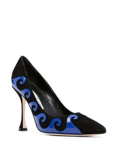 Manolo Blahnik Kasai 105mm swirl-detail pumps - Black