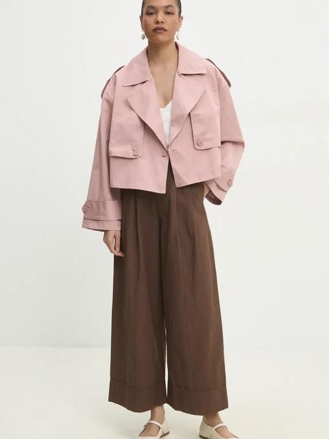 Answear.LAB spodnie bawełniane damskie kolor brązowy szerokie high waist - zdjęcie produktu nr 2