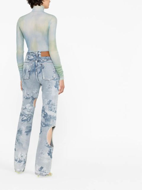Off-White logo-print tie-dye crop top - Blue - zdjęcie produktu nr 2