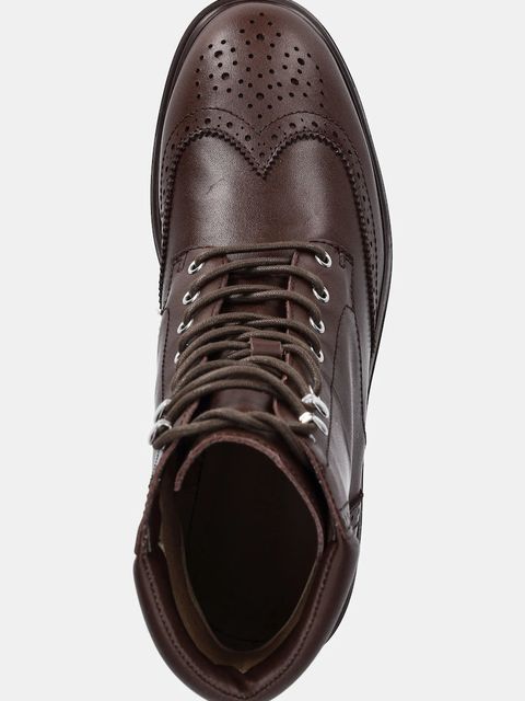 Lauren Ralph Lauren botki skórzane Alysn Lup Pr kolor brązowy na płaskim obcasie 802977885002