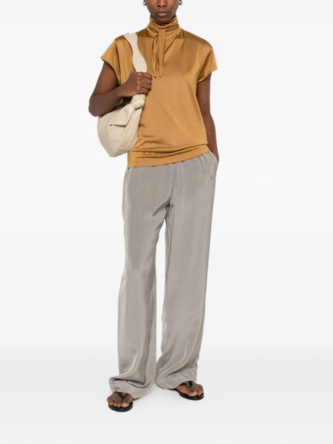 LEMAIRE tie-neck short-sleeve T-shirt - Brown - zdjęcie produktu nr 2