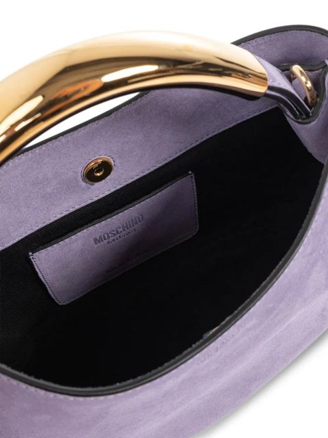 Moschino Handle-Me curved suede tote bag - Purple