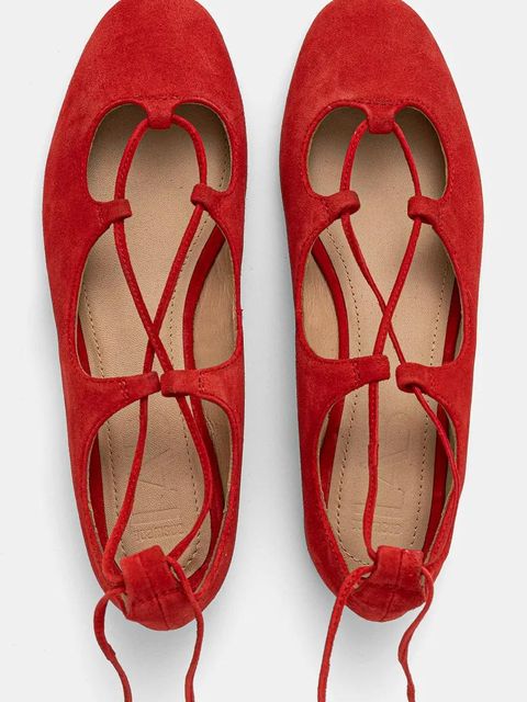 Answear.LAB baleriny zamszowe kolor czerwony