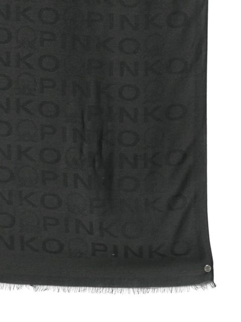 PINKO logo frayed scarf - Black