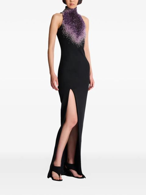 Balmain halterneck embroidered maxi dress - Black