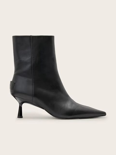AllSaints botki skórzane Vivian Boot damskie kolor czarny na szpilce W008FD - zdjęcie produktu nr 1