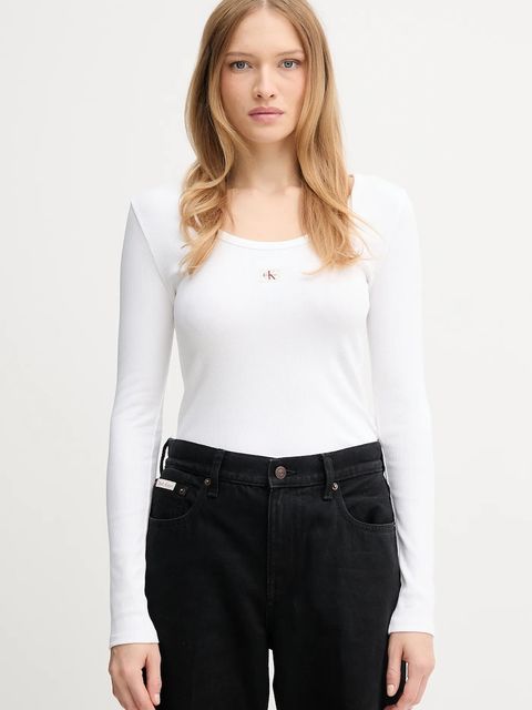 Calvin Klein Jeans longsleeve kolor biały LV047D218G - zdjęcie produktu nr 1