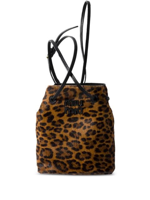 Miu Miu leopard-print logo-detail cross body bag - Brown - zdjęcie produktu nr 1