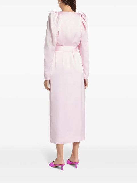 ROTATE BIRGER CHRISTENSEN long-sleeved satin wrap dress - Pink