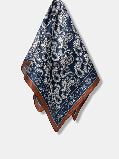 Answear.LAB apaszka jedwabna damska kolor granatowy wzorzysta - zdjęcie produktu nr 1