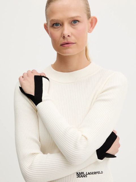 Karl Lagerfeld Jeans sweter damski kolor beżowy lekki A3W18006 - zdjęcie produktu nr 2