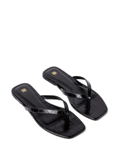 TOTEME croc-embossed leather flip flops - Black - zdjęcie produktu nr 2