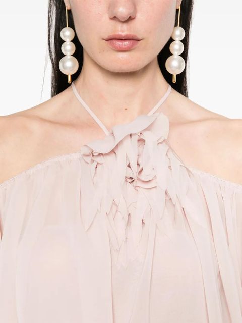 Blumarine floral-brooch maxi dress - Pink