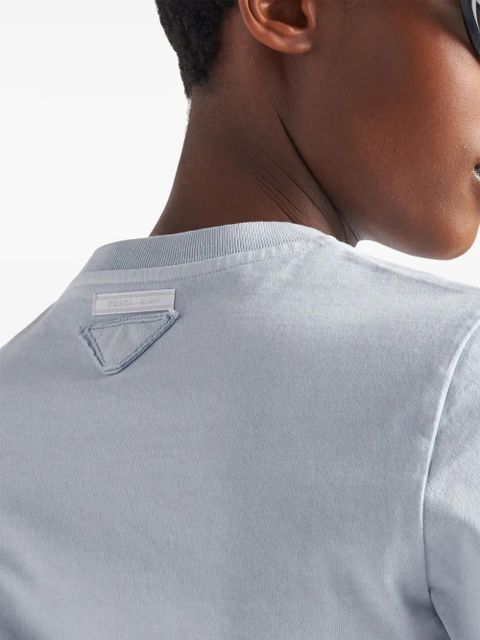 Prada triangle-logo cotton T-shirt - Blue