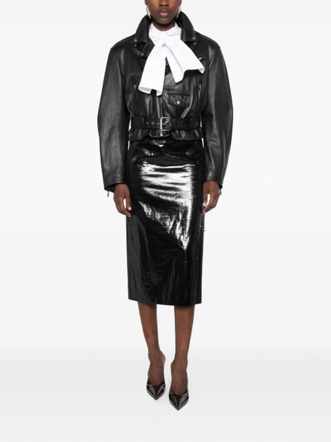 Saint Laurent belted biker jacket - Black - zdjęcie produktu nr 2