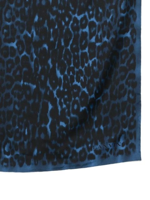 Lanvin leopard-print silk scarf - Blue