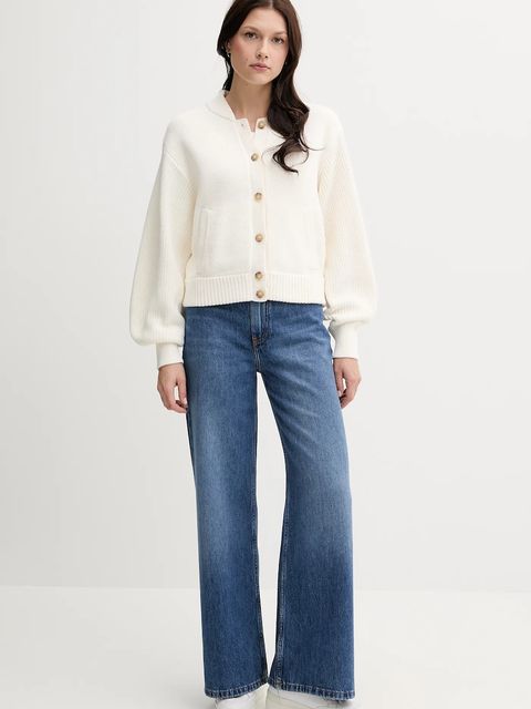 Tommy Hilfiger kardigan bawełniany damski kolor beżowy ciepły WW0WW45692 - zdjęcie produktu nr 2