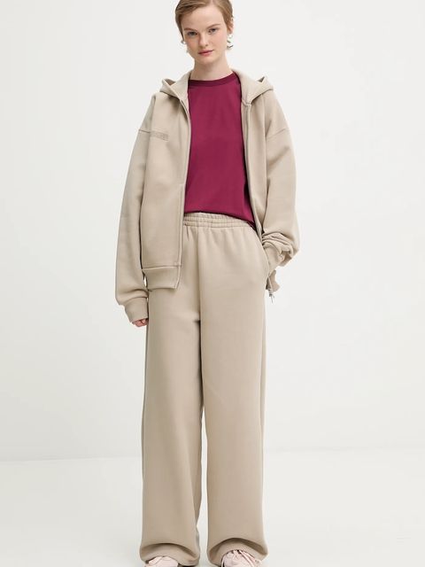 Pangaia bluza bawełniana kolor beżowy z kapturem gładka 10002675