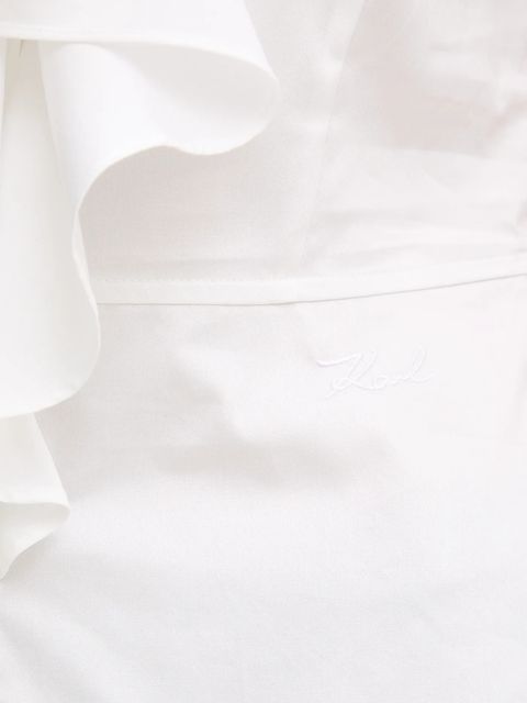 Karl Lagerfeld koszula bawełniana damska kolor biały slim z kołnierzykiem klasycznym A3W11035