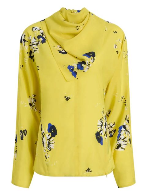 Proenza Schouler floral-print draped-neck blouse - Yellow - zdjęcie produktu nr 1