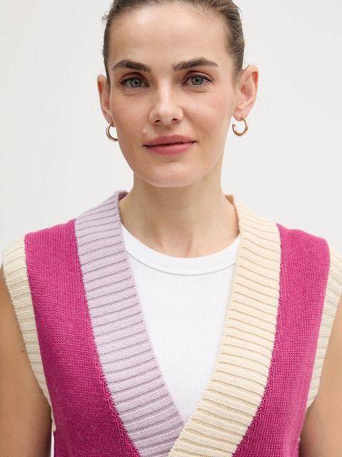 United Colors of Benetton kamizelka z dodatkiem wełny damski kolor fioletowy 16YCE403M