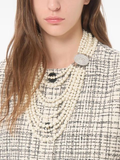 Valentino Garavani Ovalette necklace in metal, baroque glass pearls, and Swarovski® crystals - Silver - zdjęcie produktu nr 2