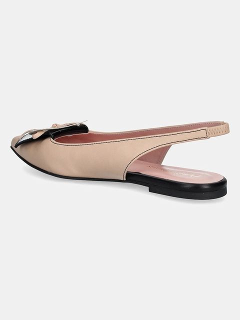 Pretty Ballerinas baleriny skórzane Ella kolor beżowy z odkrytą piętą 52080_C