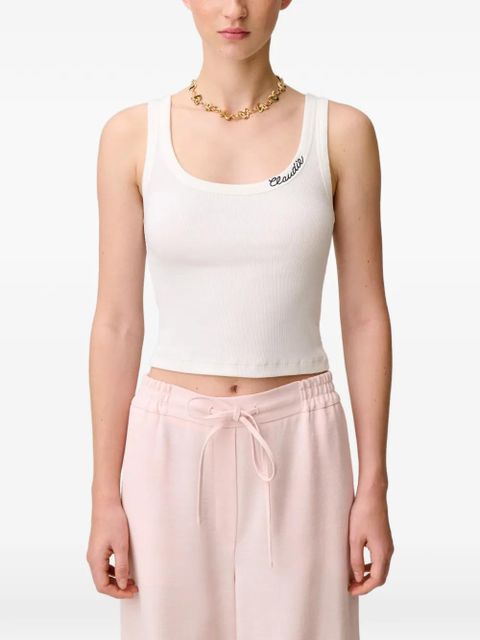 Claudie Pierlot embroidered ribbed-construction tank top - White