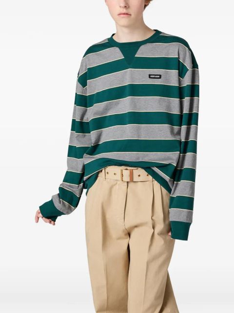 Miu Miu striped logo-patch sweatshirt - Green - zdjęcie produktu nr 2