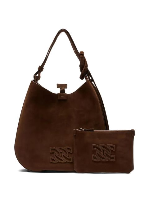 Casadei knotted suede shoulder bag - Brown - zdjęcie produktu nr 1