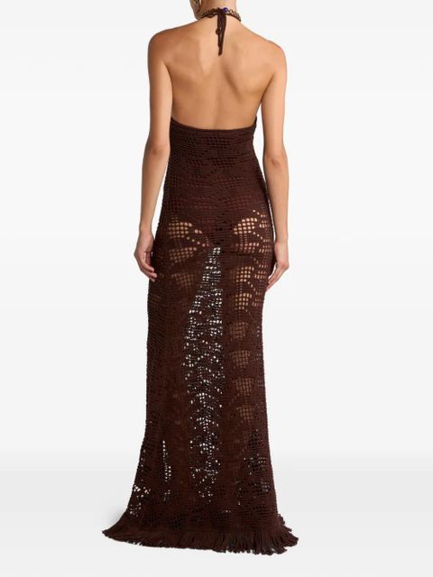 ETRO crochet-effect maxi dress - Brown