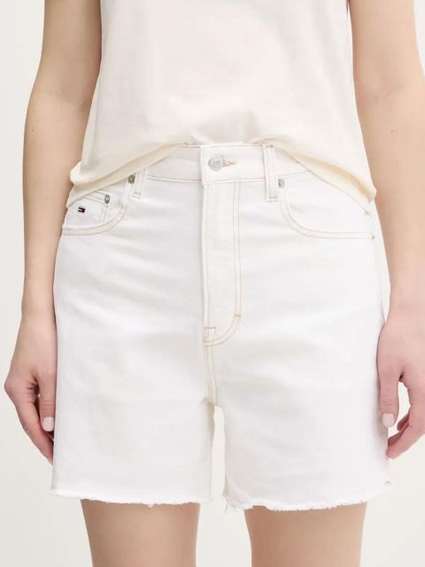Tommy Jeans szorty jeansowe damskie kolor beżowy gładkie high waist DW0DW20093 - zdjęcie produktu nr 1
