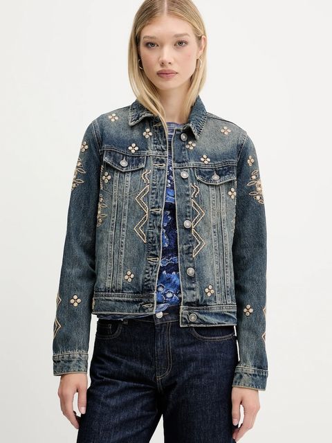 Desigual kurtka jeansowa ESPEJOS kolor niebieski przejściowa 25WWED11 - zdjęcie produktu nr 1