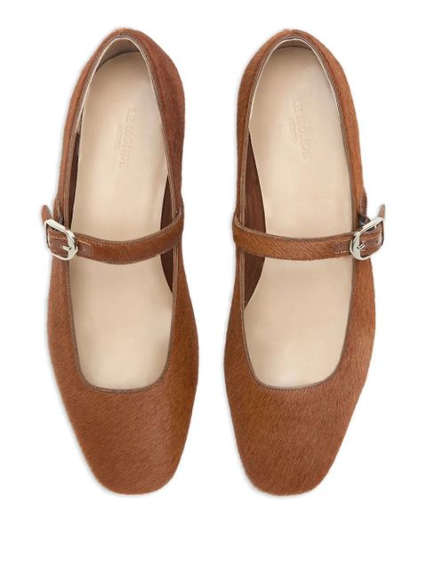 Le Monde Beryl Mary Jane pony hair buckle ballet flats - Brown