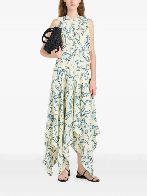 Proenza Schouler Sybella leaf-print handkerchief-hem midi dress - Neutrals - zdjęcie produktu nr 2